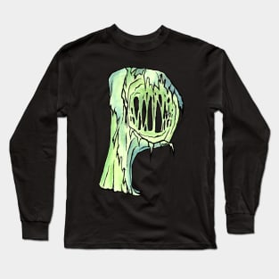 Dramabite Zombie P Letter Initial Typography Text Character Statement Long Sleeve T-Shirt